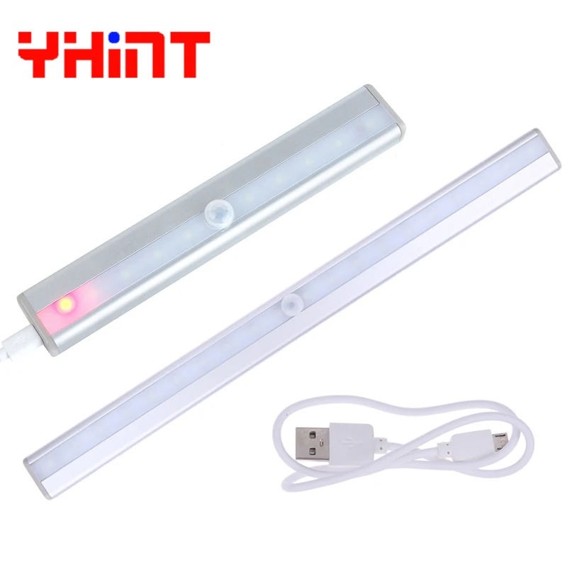 Rechargeable Wireless 10 leds Night Light with PIR Motion Sensor Bedroom Cabinet closet light 4*AAA Battery Drawer wardrobe lamp | Освещение