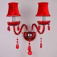 Bedroom Lamps Wall Sconce Lighting Arandela Modern Lighting Red Bedside Lamps Crystal Wall Lighting Luxury lamparas de pared home antique chrome crystal wall lamps modern silver aluminium wall sconces lighting lamparas de pared bathroom led wall lights