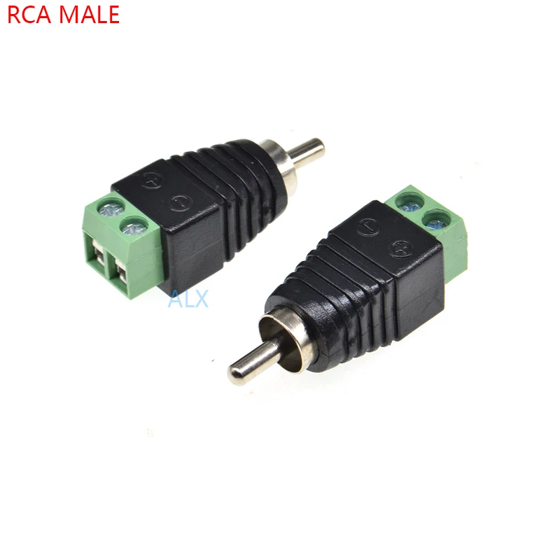 

5pcs CCTV Phono RCA MALE PLUG connector to screw terminal block adapter solderless type for audio Speake video cable wire