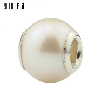 

925 Sterling Silver Freshwater Pearl Beads Fit for Original European Brand Bracelet & Necklace Pendants Silver Charm Jewelry