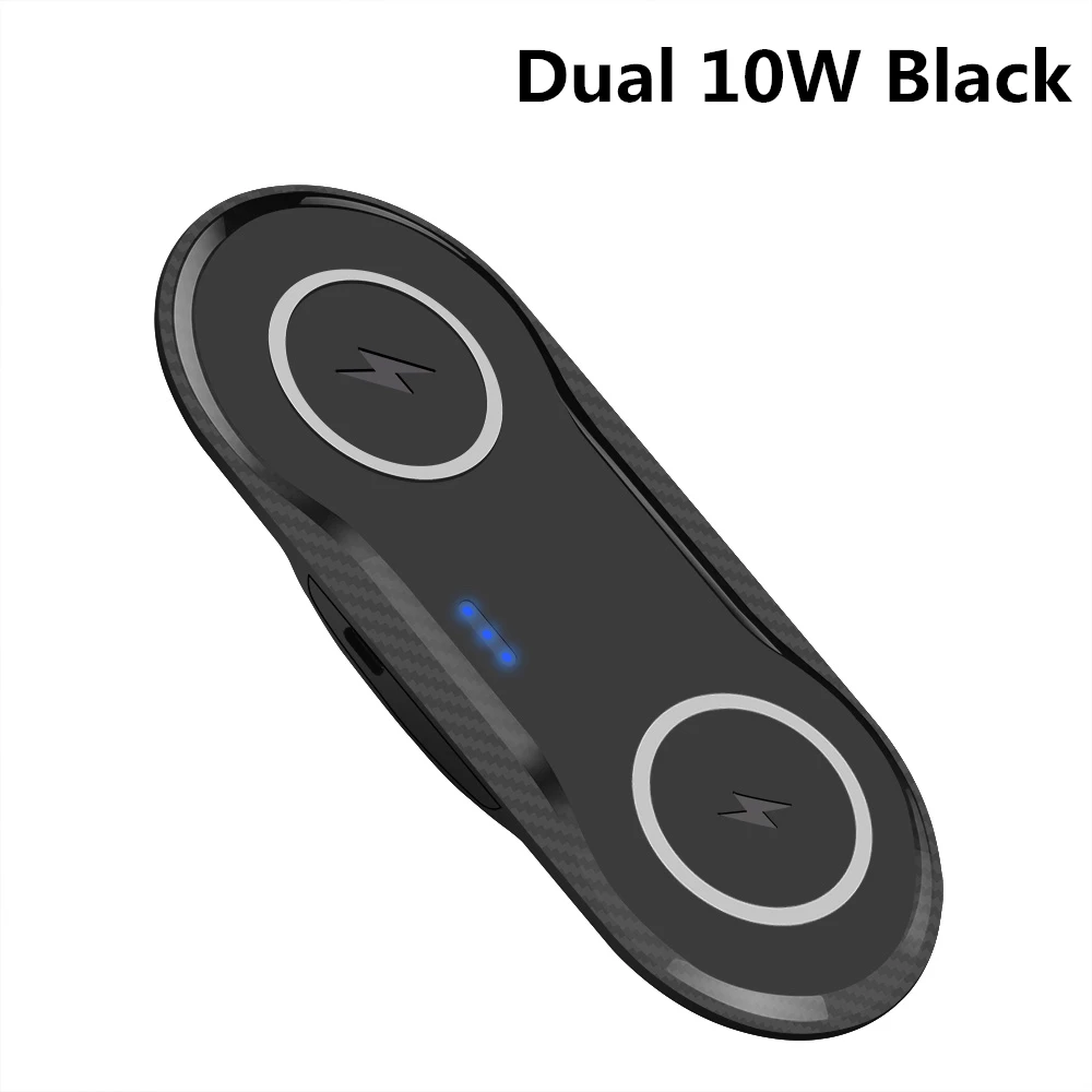 20 Вт быстрая Беспроводная настольная зарядная станция для samsung S10 S9 S8 10 Вт двойная Qi Беспроводная зарядная панель для Apple iPhone 11 XS XR X 8 - Тип штекера: Dual 10W Black