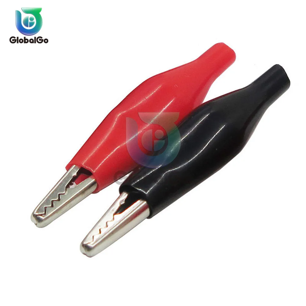 

10pair/Lot 35MM Metal Alligator Clip P2001 Crocodile Electrical Clamp for Testing Probe Meter Black and Red with Plastic Boot