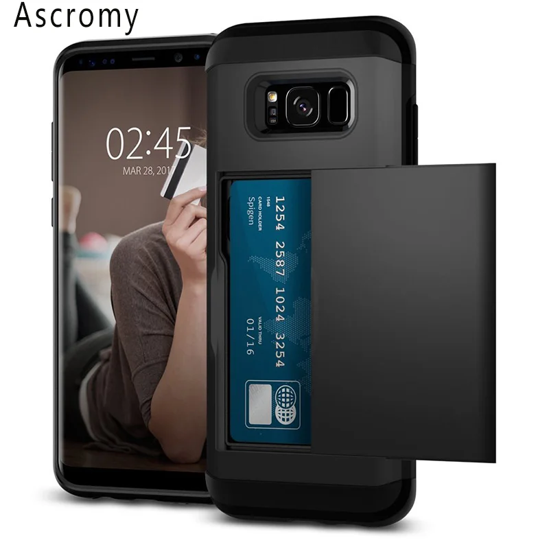 Ascromy-Slim-Armor-CS-For-Galaxy-S8-Plus-Case-Dual-Layer-Wallet-Design-Card-Slot-Holder-Cover-for-Samsung-S8-Plus-Accessories-1 (1)