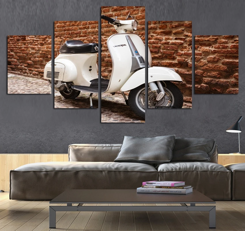 Painting-Modern-Home-Decor-Canvas-Poster-Living-Room-Modular-Frame-5-Pieces-White-Electric-Motorcycle-Wall (1)