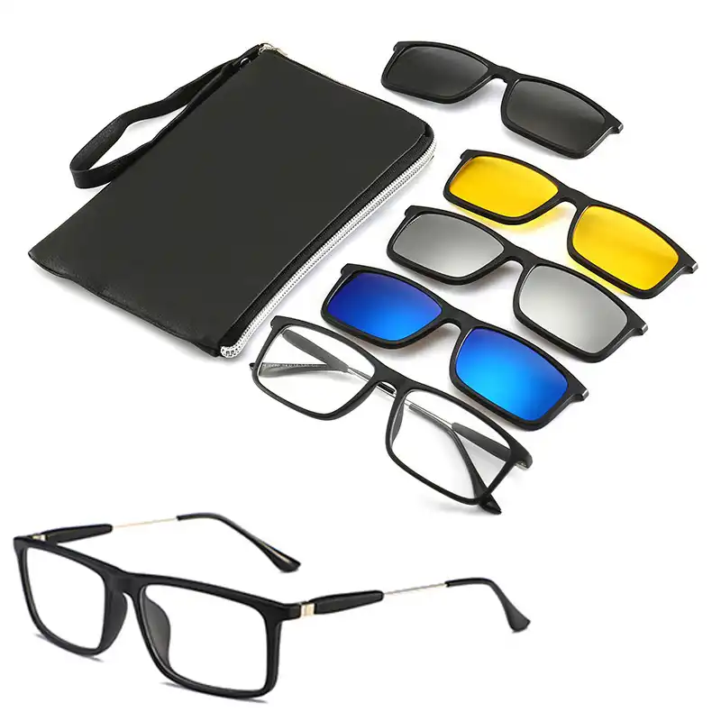 4pcs Unbreakable Clip On Sunglasses Polarized Magnetic Lens Alloy Plastic Tr90 Flexible Frame For Night Driving Men S Eyewear Frames Aliexpress