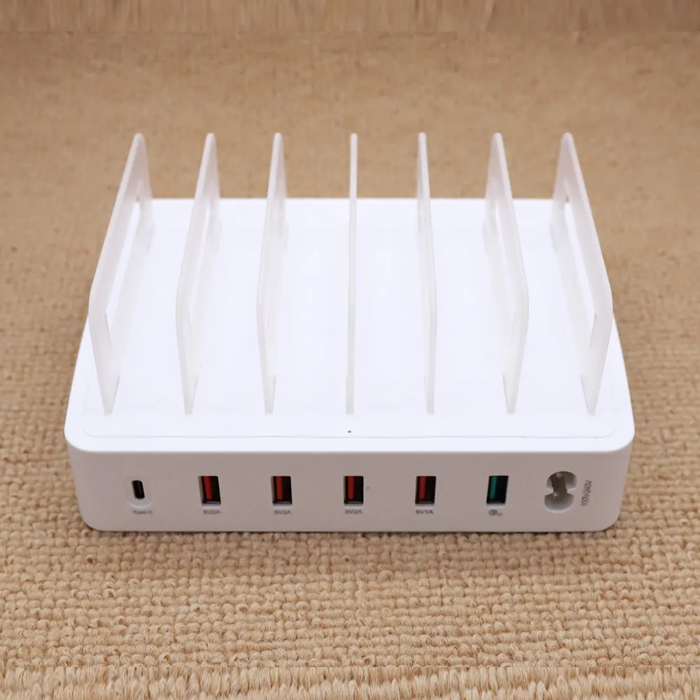 

2019 Hot 6 Ports+QC3.0+Type-C USB Charger Station Dock with Holder for Smart Phone Tablet PC For DOY