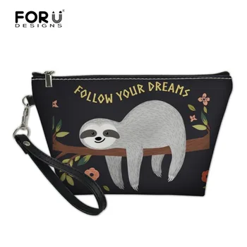 

FORUDESIGNS Cute Sloth Cosmetic Bag Travel Makeup Case Women Zipper Make Up Bath Organizer Storage Pouch Toiletry Wash Beaut Kit