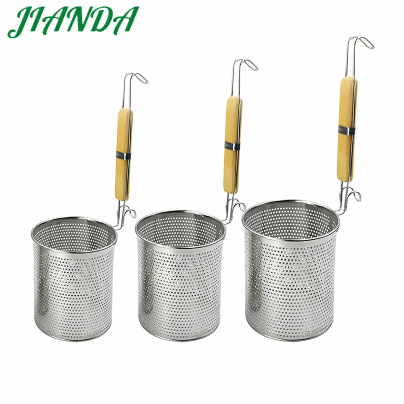 

JIANDA Newest Stainless Steel Frying Basket Strainer Noodles Cooking Colanders Chef Basket Kitchen Sink Strainer Tools