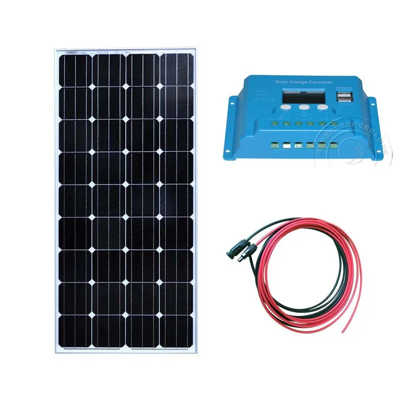 Cheap Offer for  Kit Solaire Zonnepaneel 150 Watt 18Volt 12Volt Battery Charger Solar Charge Controller 12v/24v 10A 