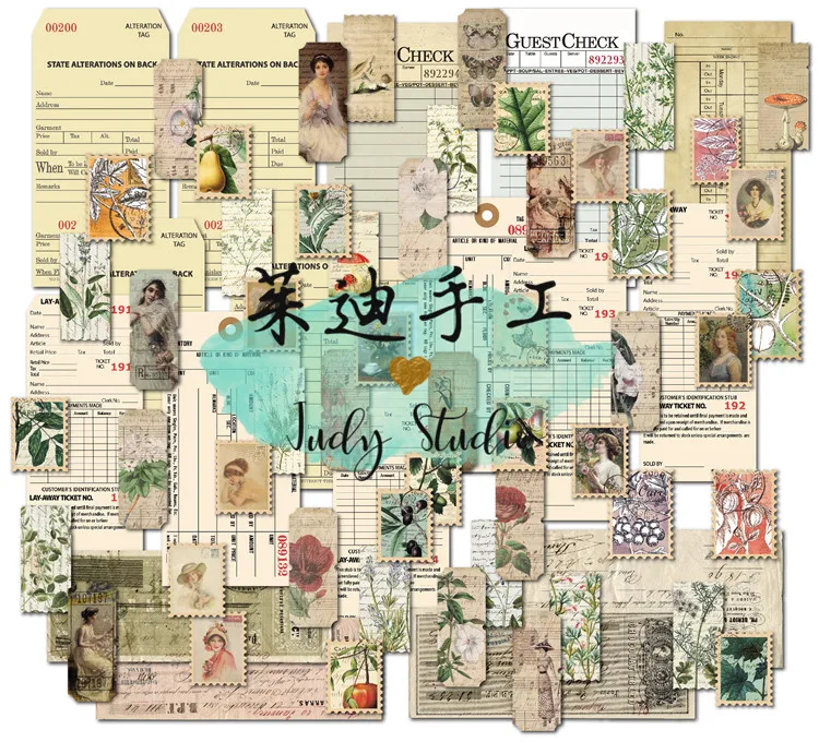 

VUAWRTG 70PCS Vintage Tags Series Material Paper Set for Scrapbooking DIY Projects/Photo Album/Card Making Crafts