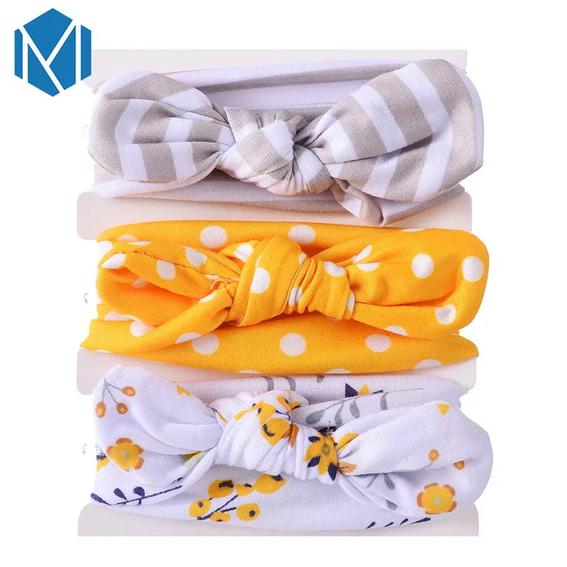 

1set=3pcs Stripe Cotton Turban Headband for Newborn Toddler Cute Elastic Stretch Bowknot Hair Band Kids Hair Accessories