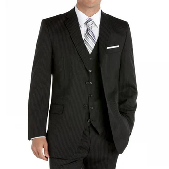 

Black Plaid Business Formal Men Suits Three Piece Notched Lapel Classic Fit Wedding Groom Tuxedos Custom Made Jacket Pants Vest