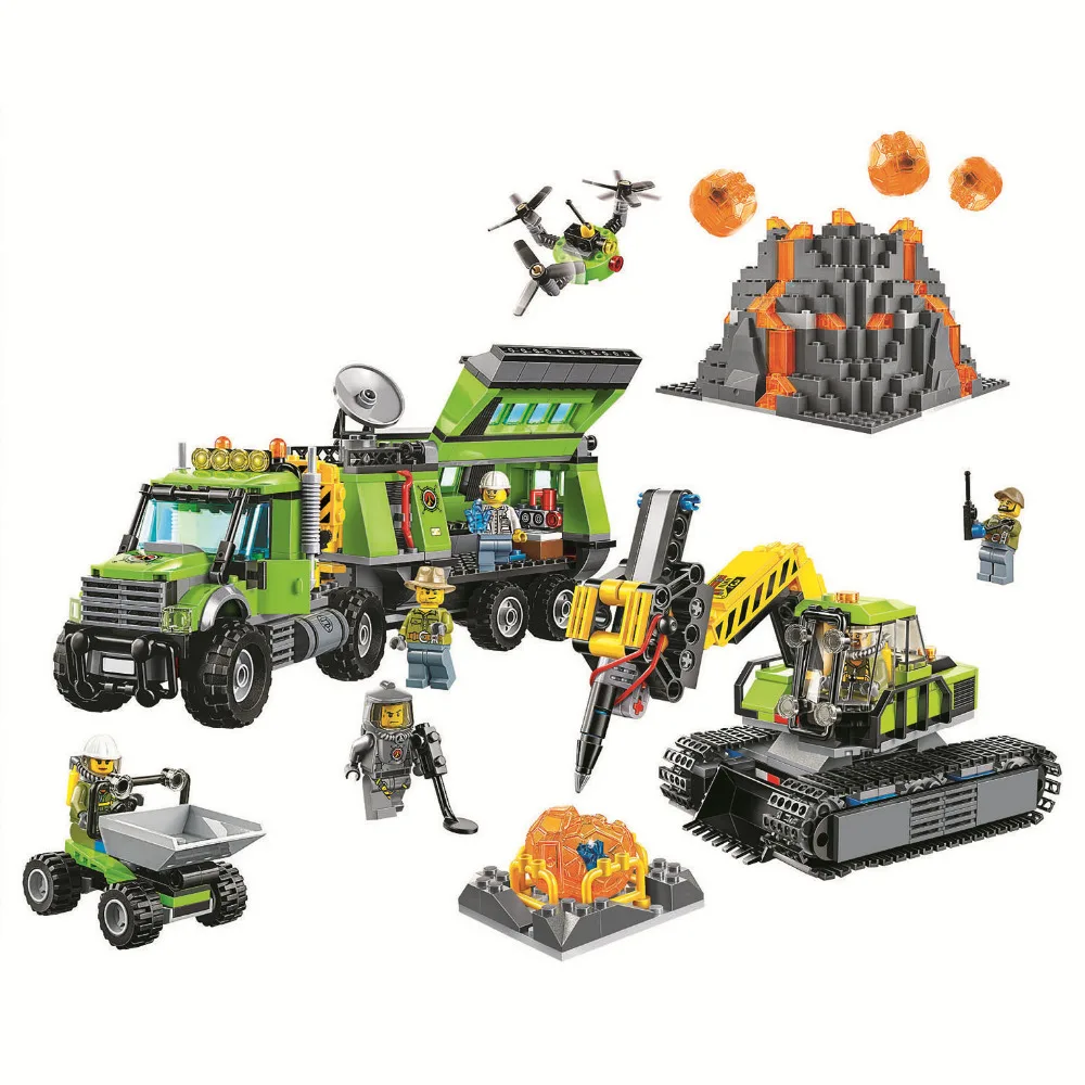 BELA City Volcano Exploration Base Building Blocks Sets Bricks Kids Model Kids Toys Marvel Compatible Legoe block-set : image BELA City Volcano Exploration Base Building Blocks Sets Bricks Kids Model Kids Toys Marvel Compatible Legoe block-set