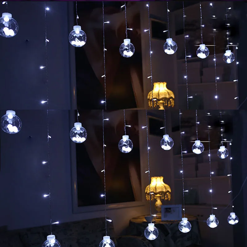 3M 12pcs bulb&123 led beads Transparent Balls LED Curtain Fairy Tale String Lights 220V Romantic Xmas Wedding Party Decor Lights 3M 12pcs bulb&123 led beads Transparent Balls LED Curtain Fairy Tale String Lights 220V Romantic Xmas Wedding Party Decor Lights