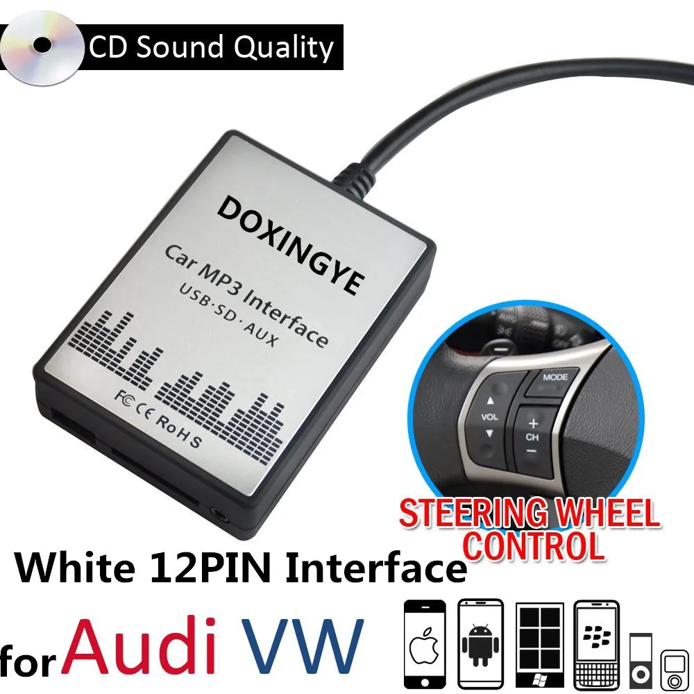 DOXINGYE USB SD AUX Автомобильный mp3 плеер Музыкальный радио цифровой CD Changer Adapte Музыка для VW Audi Golf Skoda Seat 12Pin интерфейс