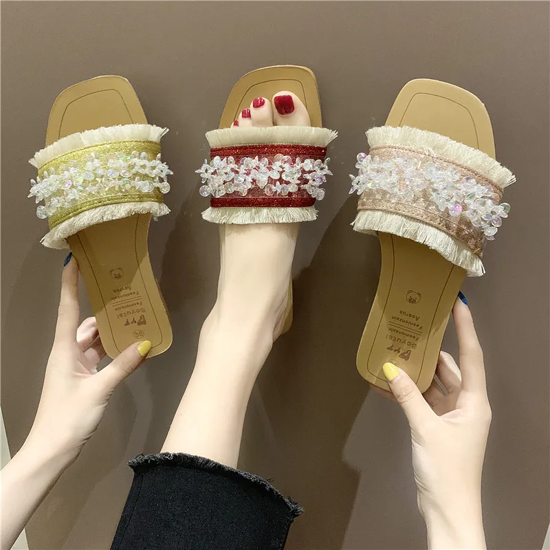 

Mules Low Wedge Heel Summer Ladies Modis Flat Slippers Furry Slides Rubber Leather Heels Parkside Sliders Female New 2019 Femme