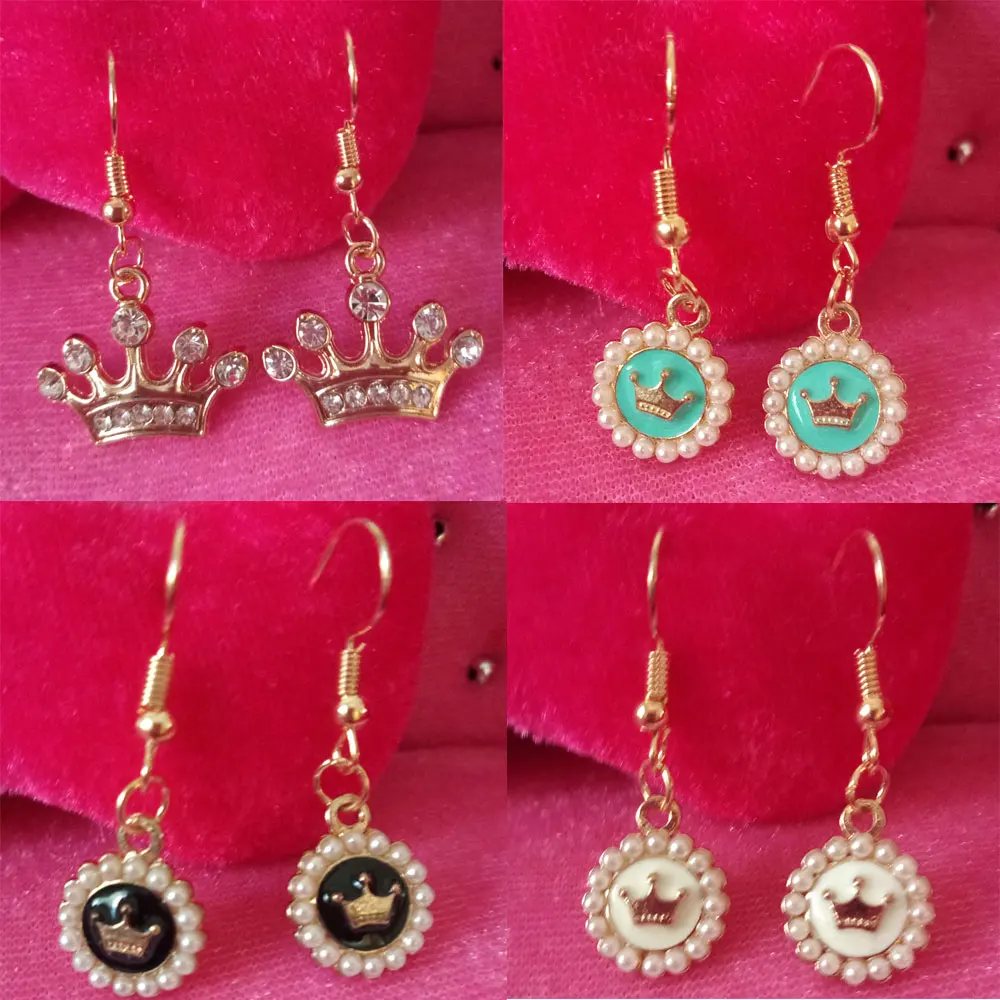 

Hot Sale earrings 2018 England Crown Pearl Dangle Earrings Fashion Dangle Earring for women Pendent charms Set jewelry diy gifts