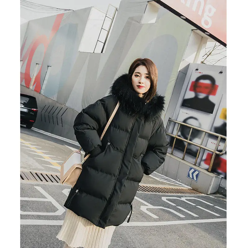 VANGULL Elegant Fur Collar Coat New Winter Thick Jacket Women Long Down cotton Parkas Female Warm Hooded Jacket Coat