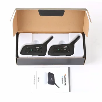 

2 PCS Vnetphone V6 Motocicleta Capacete Interfone Headset 1200 M BT Interphone Moto Sem Fio Bluetooth3.0 para 6 Riders Capacete