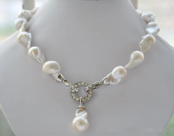 

shipping z5431 Rare 18" 23mm white baroque keshi Reborn necklace pendant