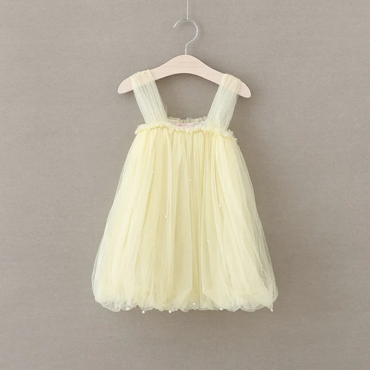 

Summer New Girl Dress Beading Gauze Lantern Party Sundress Girl Princess Fluffy Dress Children Clothing