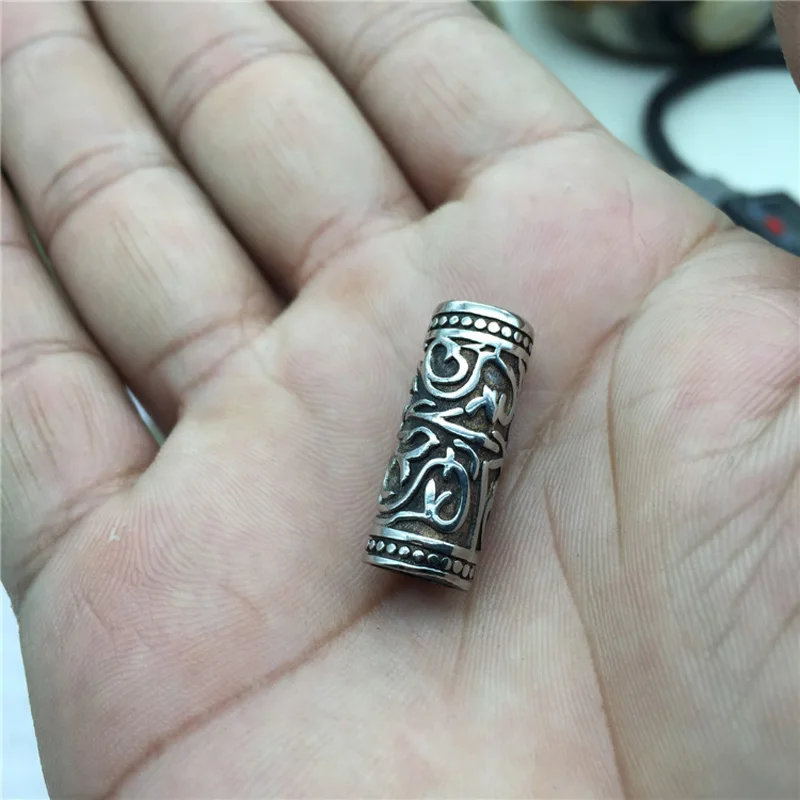 

7mm Hole 316L Stainless steel Vintage Cylinder European Big Hole Barrel Beads for Bracelet Necklace Jewelry Making Wholesale