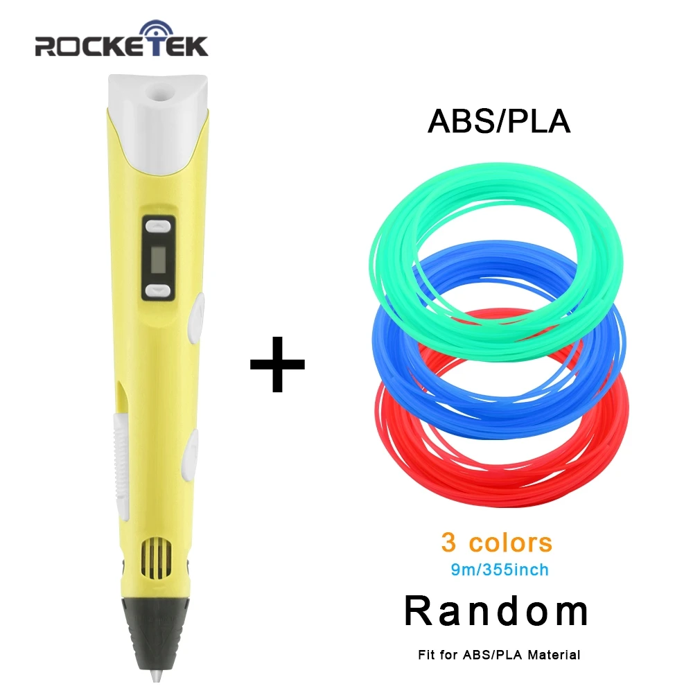 Rocketek 3D pen 2nd Generation LED Display DIY 3D Printer Pen With free 3 Color PLA