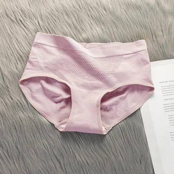 

Sanderala Women Sexy 3D Honeycomb Massage Warm Palace Underwear Middle Waist Hip Breathable Comfortable Female Cotton Briefs