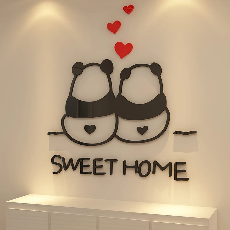 

Cute Panda Acrylic 3D Wall Sticker For Kids Room Decoration 4 Sizes Stickers For Door,Window,TV Background Home Stickers Muraux