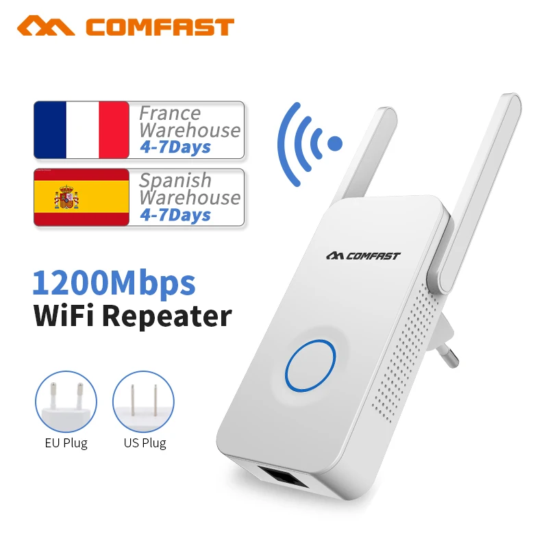 

COMFAST Wireless Wifi Repeater 1200mbps 2.4 + 5.8 Ghz Dual Band Wi-fi repeater Plug Play AC Network Wifi Antenna Signal Amplifer
