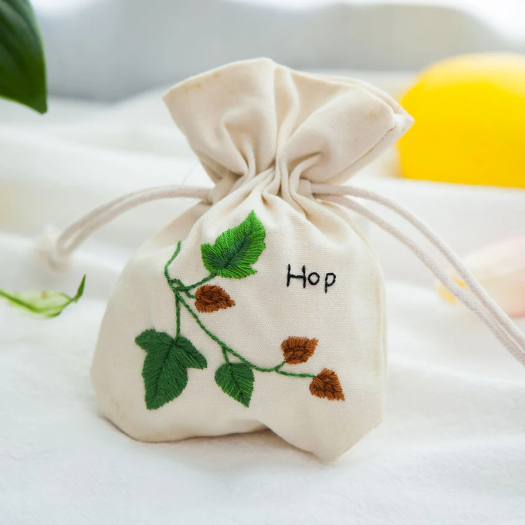 DIY Embroidery Cross Stitch Kit Pouch Canvas Drawstring Bag Handmade Needlework