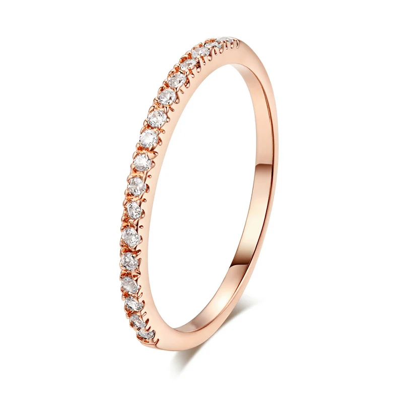 Горячая мода обручальное кольцо для влюбленных женщин и мужчин Классические мини кубический цирконий розовые золотые ювелирные кольца - Цвет основного камня: Rose Gold White