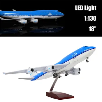 

46CM 1:130 Diecast Airplane Model Holland Boeing 747 with LED Light(Touch or Sound Control) Plane for Decoration or Gift