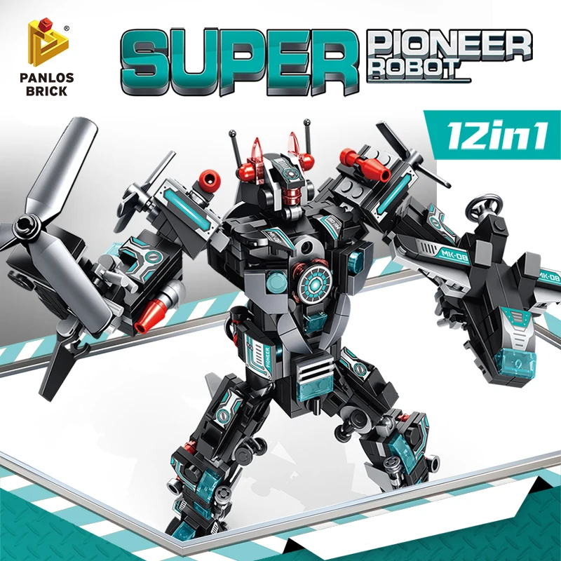 

Building Blocks 577PCS Super Pioneer Robot 12in1 Aircraft Warplane Armed Helicopter Plane Drone Educational Bricks Toy For Kids