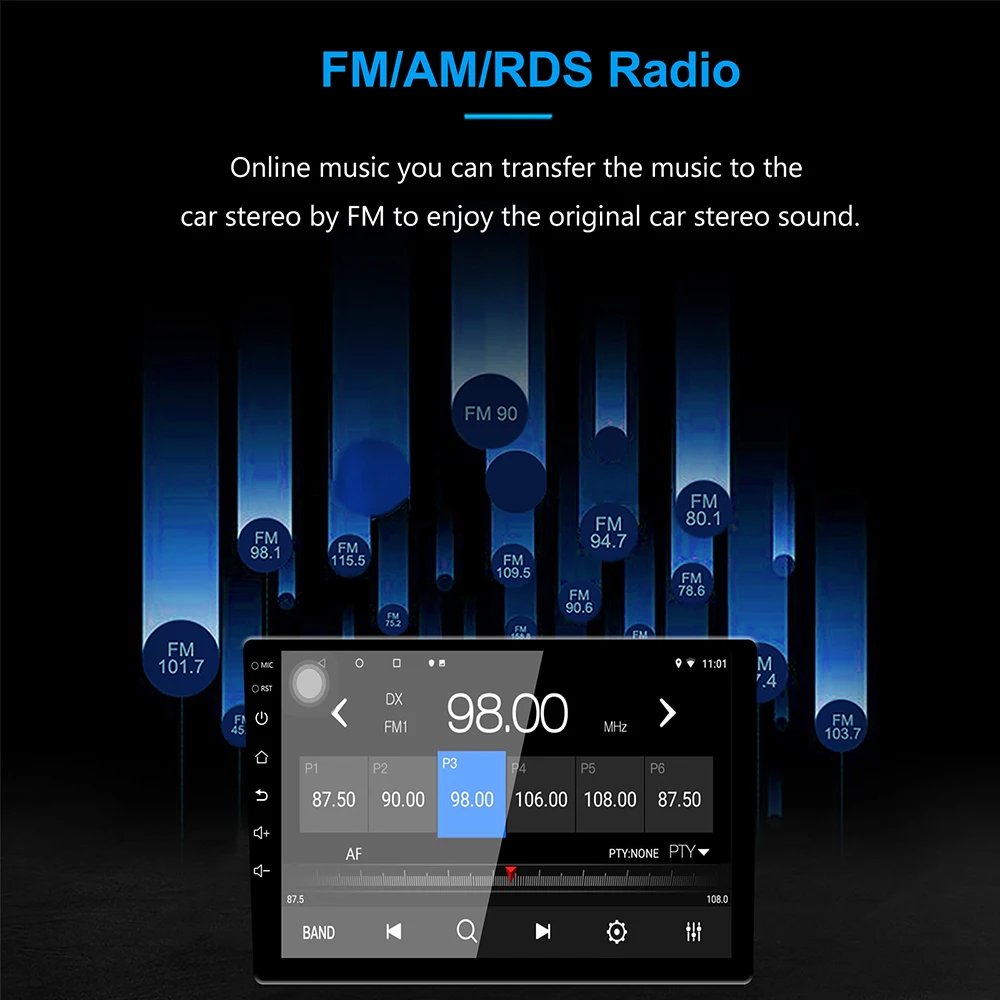 Universal 10 pulgadas/9 pulgadas 2din Android 81 coche Radio 1080P táctil navegación GPS Bluetooth