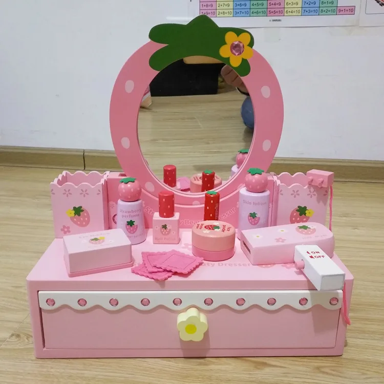 miniature wooden Dressing table for dolls house white pretend play toys