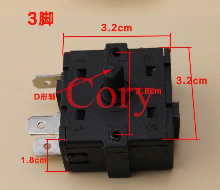 1 шт. ЭЛЕКТРИЧЕСКИЙ КОМНАТНЫЙ обогреватель 3/5 положение 3/5Pin поворотный Переключатель Селектор AC 250V 10A - Цвет: 3 pins