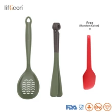 Utensils-Set Liflicon Spatula Dishwasher Food-Tongs Nonstick Safe Skimmer Long-Handle