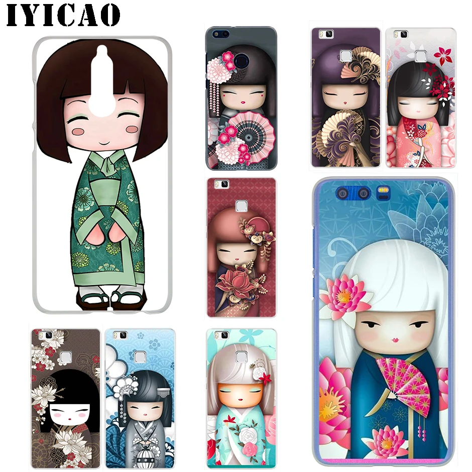 

IYICAO kawaii Japanese Kokeshi Doll Hard Case for Mate 20 10 Lite Pro Y9 2019 Y7 Y6 Prime 2018 2017 Cover Phone Case