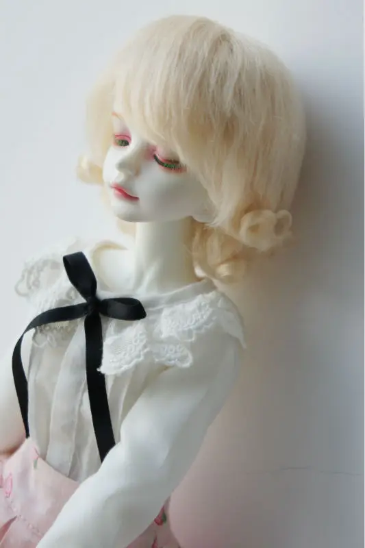 JD268 1/4 MSD 100% мохер кукла парики SD 7-8 дюймов короткая спина вьющиеся BJD парик мохер кукла аксессуары