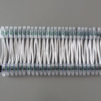 

18AWG 100pcs/set 5V WS2811 LED Pixel Light Module 12mm IP68 waterproof RGB color Digital christmas Light string,all WHITE wire