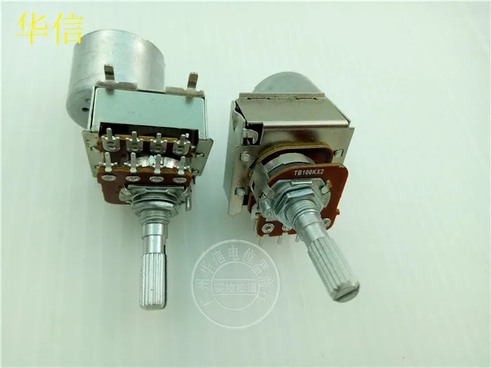 [YK] double potentiometer with motor Type 148 B50K B100K B503 B104 length 25MM flower 8 feet switch | Обустройство дома