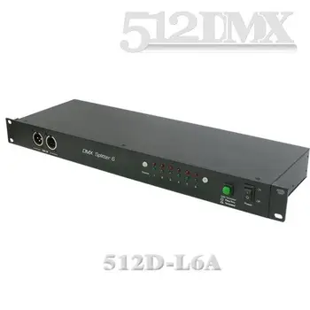 

6 Way DMX Splitter;Size: 482 x 147 x 44mm (19" Rack, 1U)