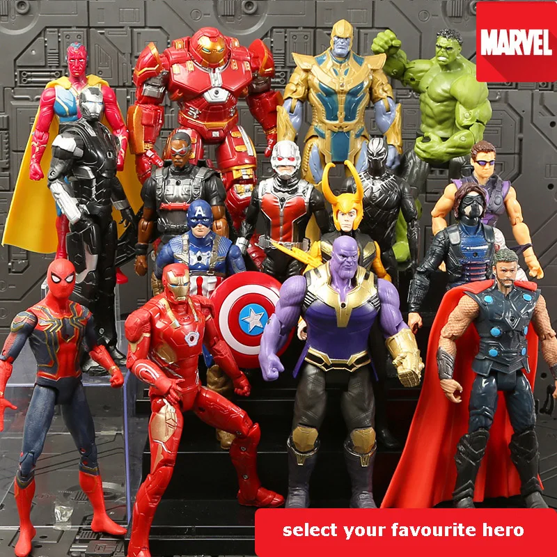 

Avengers Infinity War Action Figures Toys Iron man Spider man Captain America Hulk Thor Thanos Loki Toys for Children#E
