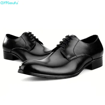 

QYFCIOUFU Brand Mens Italian Dress Shoes Oxfords 100% Genuine Leather Fashion Handmade Designers Italy Business Shoes