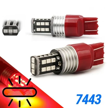 

2Pcs 7443 Red LED Strobe Flash Blinking Brake Tail Light/Parking Bulbs