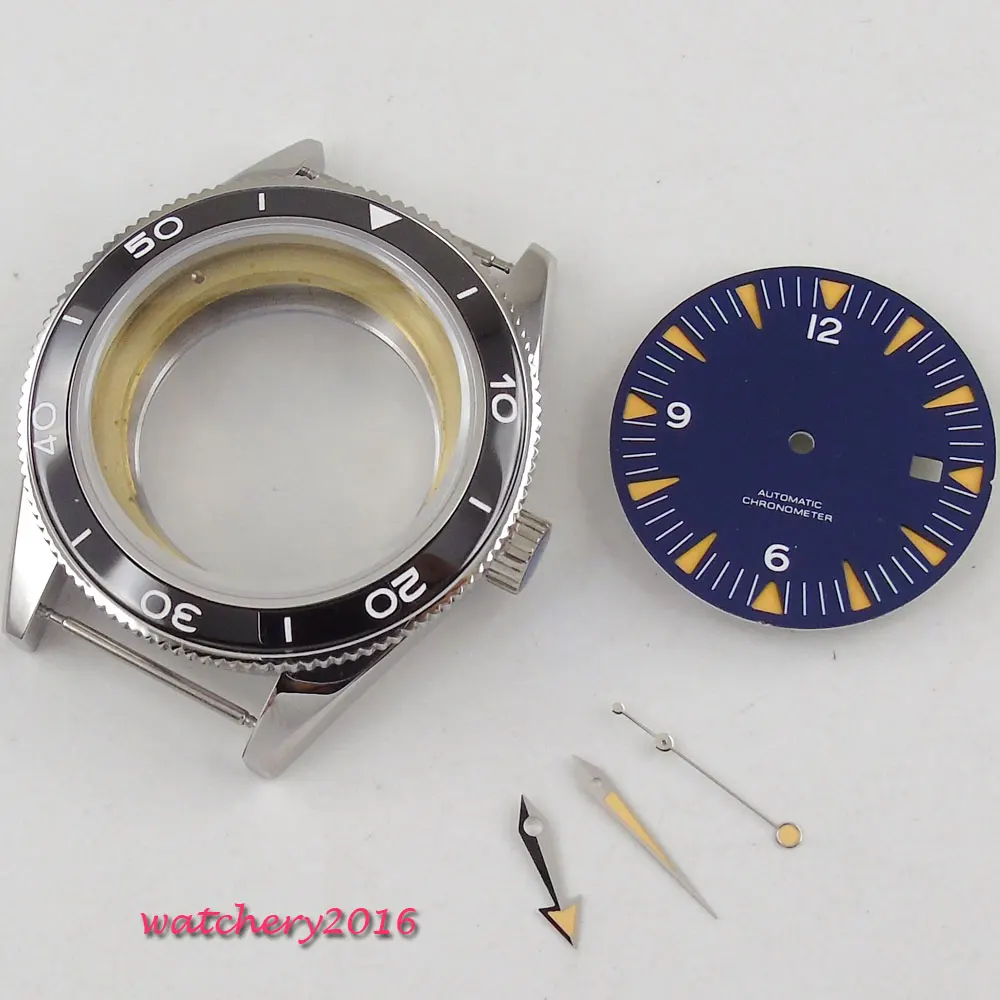 2018 High quality hardened Watch Case 41mm parnis Blue Dial + Hands + Watch Case Sapphire Glass set fit ETA 2824 2836 Movement 2018 High quality hardened Watch Case 41mm parnis Blue Dial + Hands + Watch Case Sapphire Glass set fit ETA 2824 2836 Movement