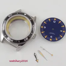 2018 High quality hardened Watch Case 41mm parnis Blue Dial + Hands + Watch Case Sapphire Glass set fit ETA 2824 2836 Movement