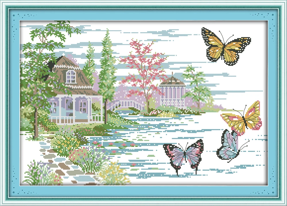 The butterfly estate 11CT 14CT Counted Cross Stitch Patterns Chinese Kits Embroidery Needlework Home Decor DIY Gift | Дом и сад