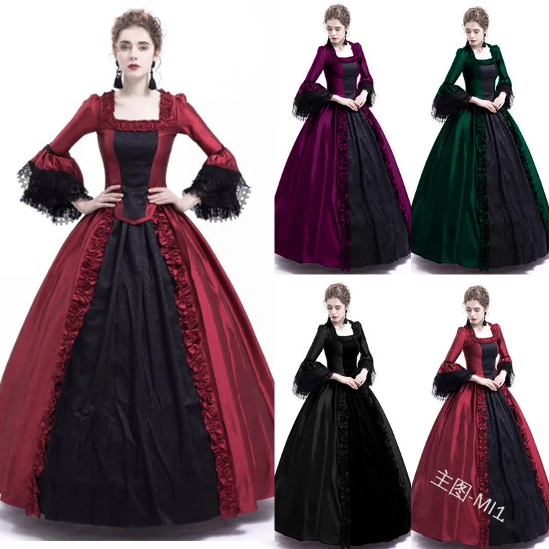 

Woman Medieval Princess Ball Gown Halloween Cosplay Costumes Carnival Palace Court Dress Women Vintage Wedding Evening Dresses